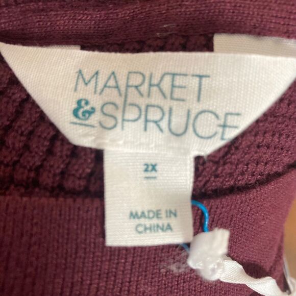 Market & Spruce Stitch Fix Sweater 2X Tawnee Waffle Knit‎ Stripe Maroon Red - Picture 5 of 8